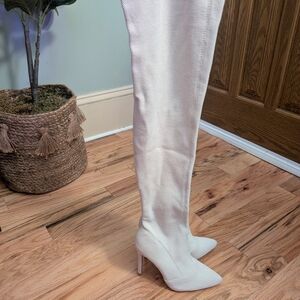 Elegant White Over-the-Knee Boots